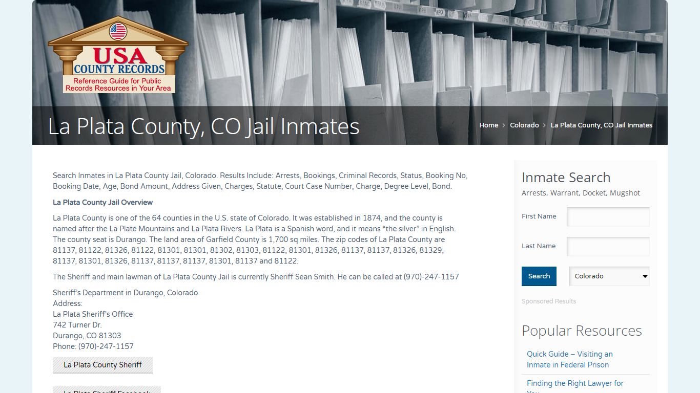 La Plata County, CO Jail Inmates | Name Search