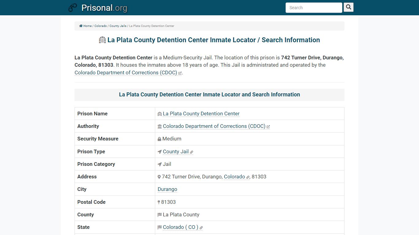 La Plata County Detention Center-Inmate Locator/Search ...